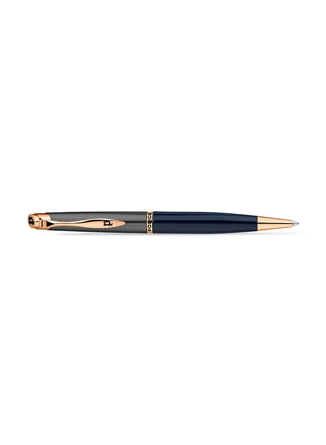 بوليس Police Lucida Grey Blue Stainless Steel Medium Drill Point & Firm Grip Type Blue Ink Pen - PERGB2200204