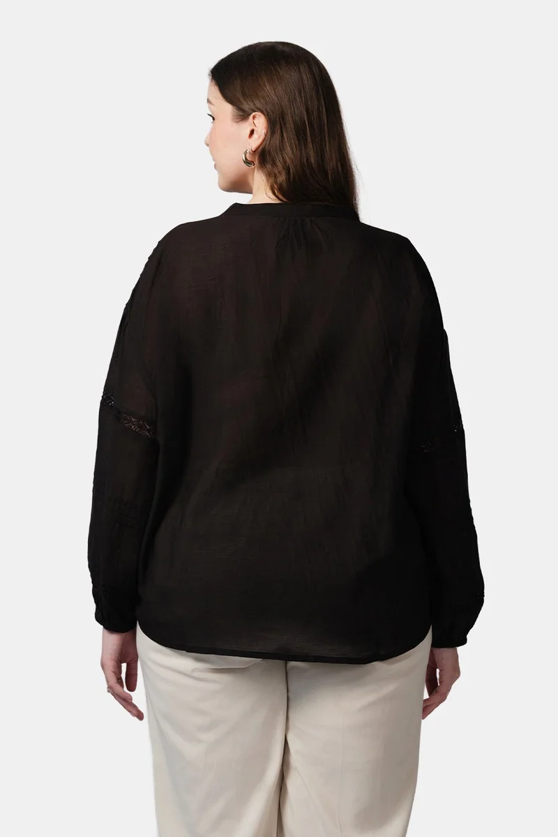Virgio  Embroidered Cotton Plus Size Shirt With Lace And Embroidery for Women for Women | Best Price UAE