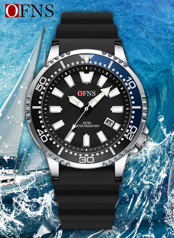 أوفنس ساعة كوارتز فاخرة جديدة للرجال من مقاومة للماء حتى عمق 50 متر مع تقويم مضيء ساعة يد كوارتز للرجال هدية - Image 2