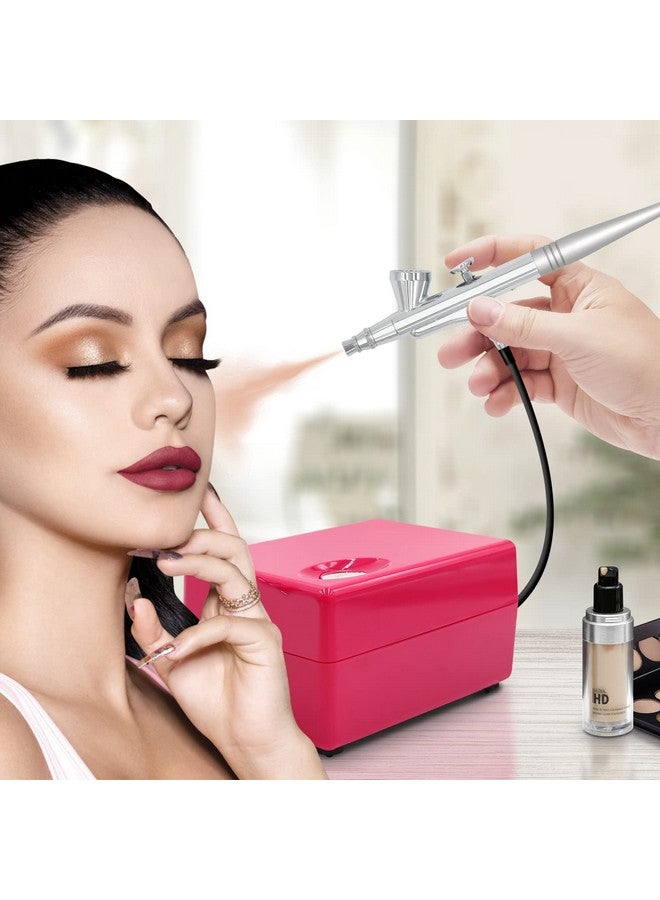Pinkiou Airbrush Makeup Set Pinkiou Air Brush Kit for Face Paint with Mini Compressor 0.4mm Needle and Nozzle Nail Body Paint SP16 (RED)  - Image 2