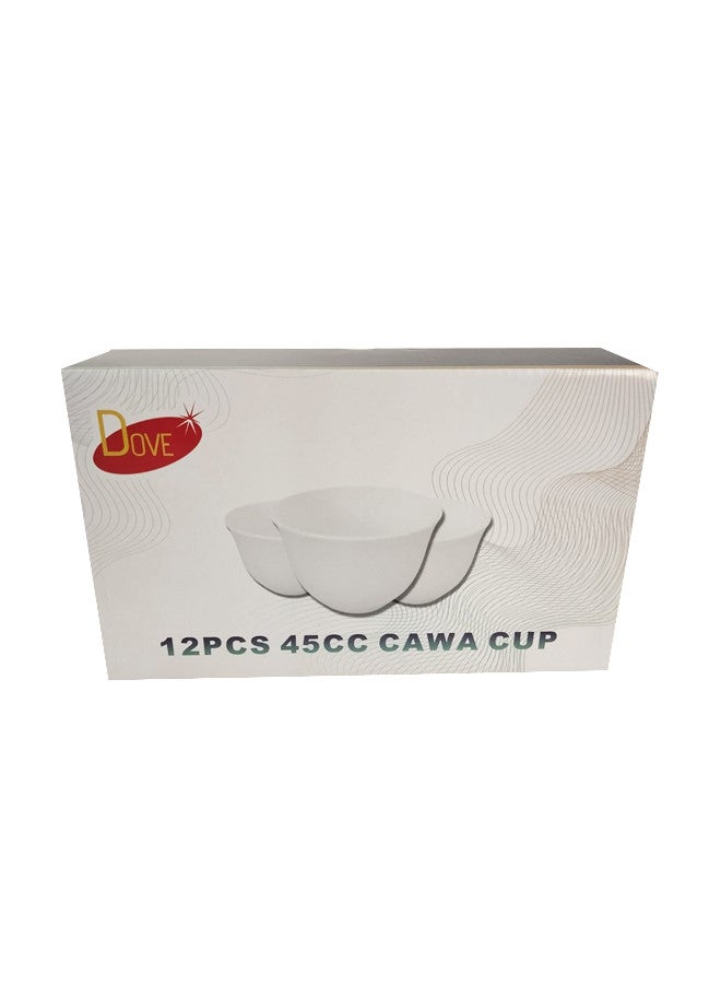 دوف طقم فناجين قهوة سعودية من البورسلين الصافي مكون من 12 فنجان، 45 مل، أبيض - Image 4