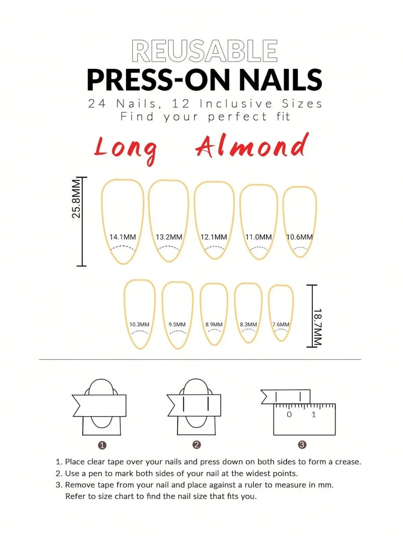 اظافر تركيب مزيفه بشكل لوزي تحتوي العلبه على 24 ظفر مع مبرد اظافر و صمغ - Image 5