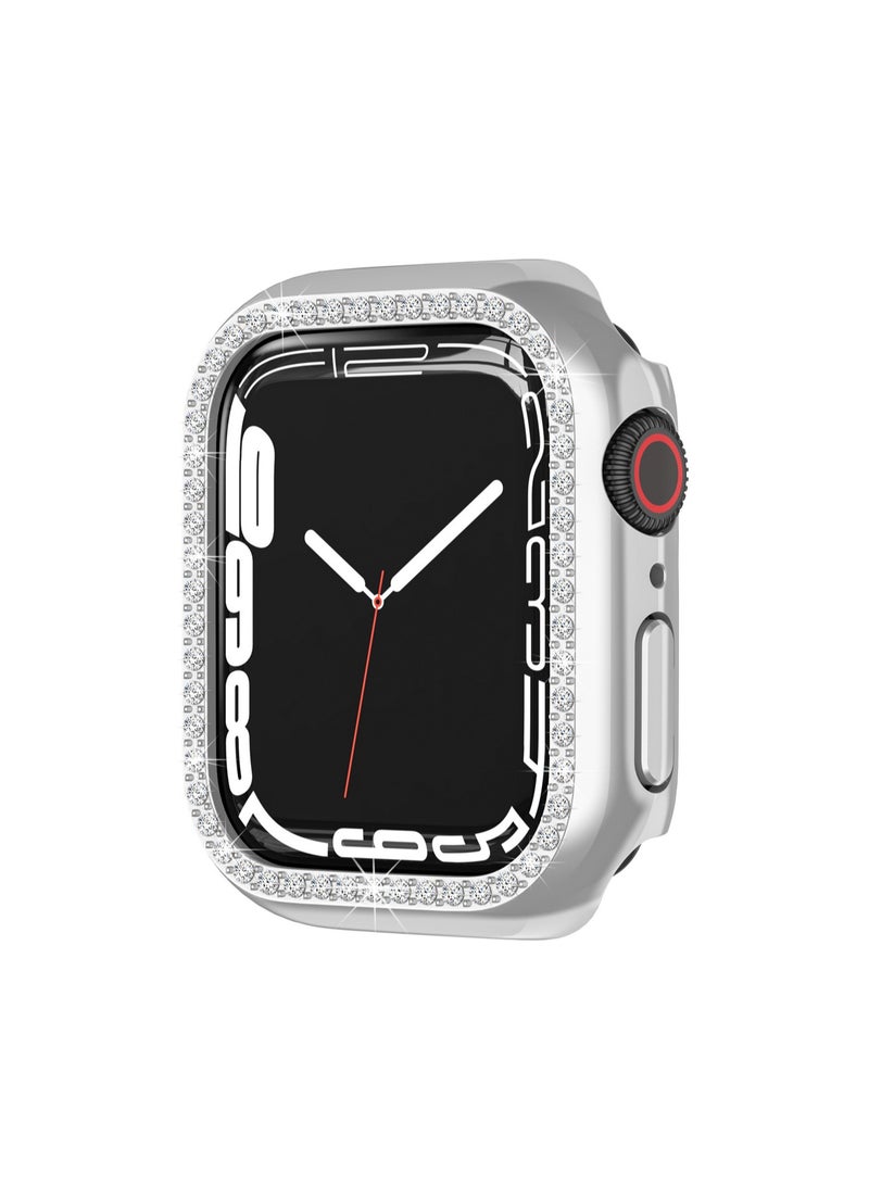 حافظة حماية صلبة مقاومة للصدمات من الفضة بصف واحد من الألماس المجوف مناسبة لساعة Apple Watch مقاس 42 مم (123 Generations Universal) - Image 1
