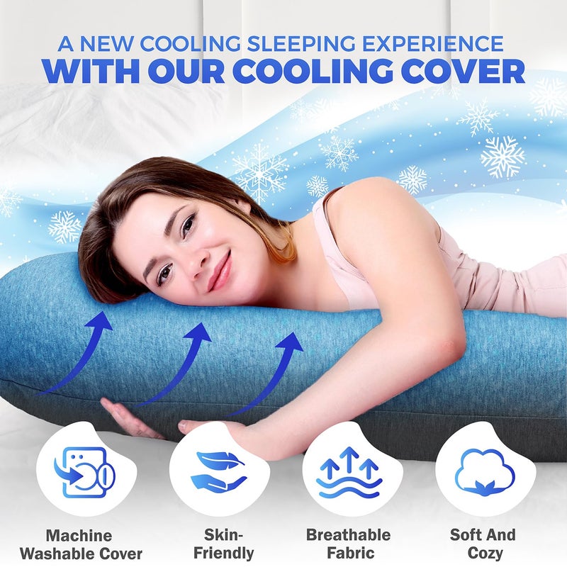 PILLANI Pregnancy Pillows for Sleeping - V C U Shaped Full Body Pillow with Removable Cover, 57inch Cooling Maternity Pillow for Pregnant Women, Support for Back Belly Legs Hip - Pregnancy Must Haves - Image 5
