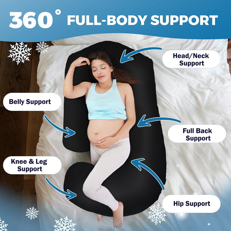 PILLANI Pregnancy Pillows for Sleeping - V C U Shaped Full Body Pillow with Removable Cover, 57inch Cooling Maternity Pillow for Pregnant Women, Support for Back Belly Legs Hip - Pregnancy Must Haves - Image 3