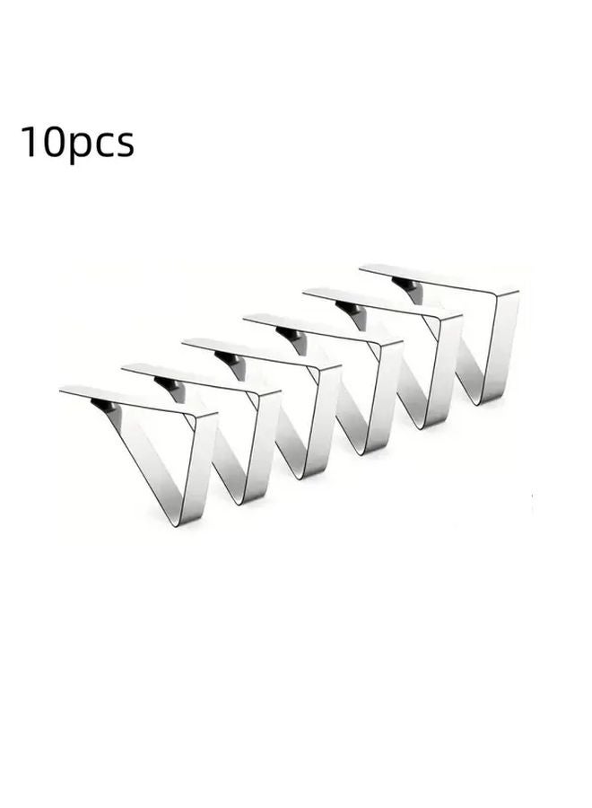 10pcs Heavy Duty Stainless Steel Tablecloth Clips Adjustable Non Slip Metal Clamps - Image 1
