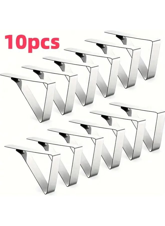 10pcs Heavy Duty Stainless Steel Tablecloth Clips Adjustable Non Slip Metal Clamps - Image 2