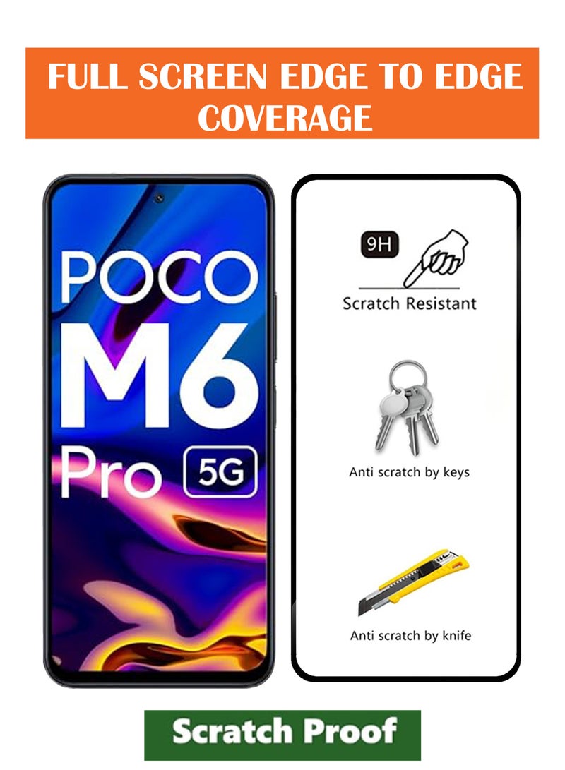 Poco M6 Pro - 【2 Pack】 Tempered Glass Screen Protector - Delicate Touch , Higher Transparency , Easy to Install ,Anti-scratch and Bubble-free Screen Protector - Black - Image 2
