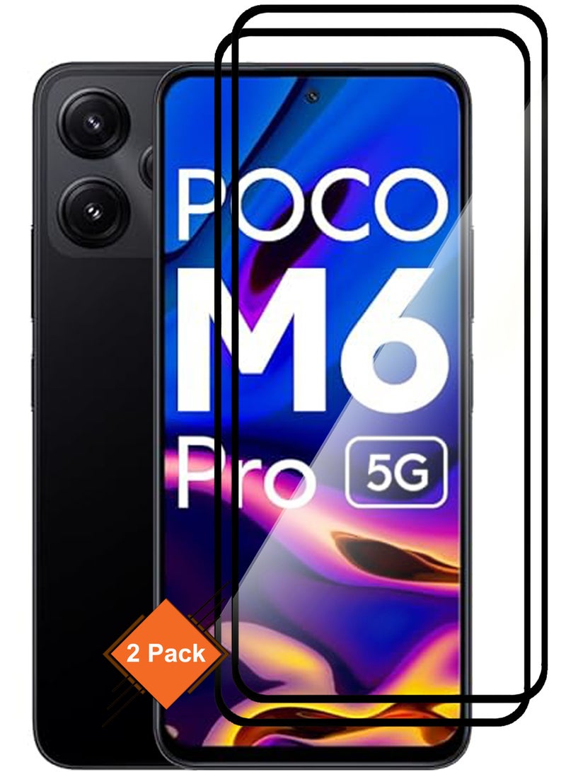 Poco M6 Pro - 【2 Pack】 Tempered Glass Screen Protector - Delicate Touch , Higher Transparency , Easy to Install ,Anti-scratch and Bubble-free Screen Protector - Black - Image 1
