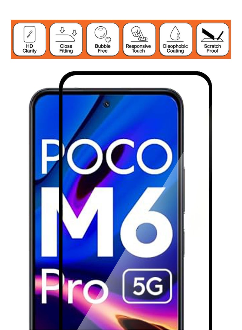 Poco M6 Pro - 【2 Pack】 Tempered Glass Screen Protector - Delicate Touch , Higher Transparency , Easy to Install ,Anti-scratch and Bubble-free Screen Protector - Black - Image 3