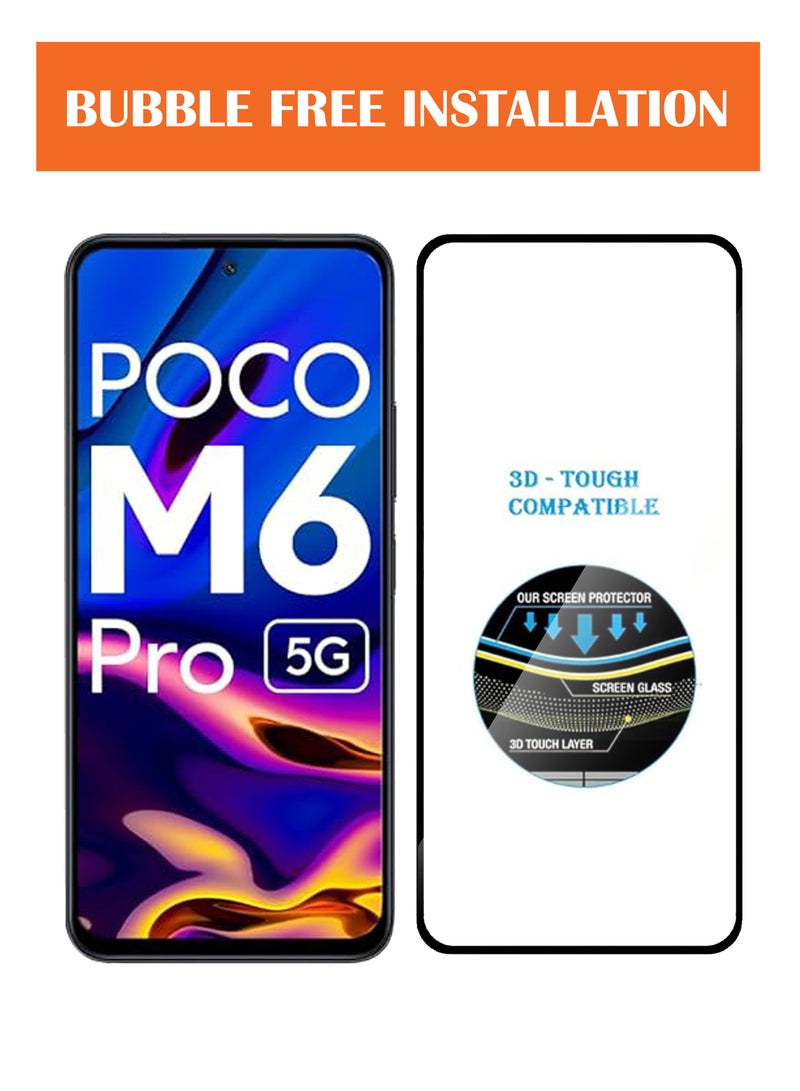 Poco M6 Pro - 【2 Pack】 Tempered Glass Screen Protector - Delicate Touch , Higher Transparency , Easy to Install ,Anti-scratch and Bubble-free Screen Protector - Black - Image 4