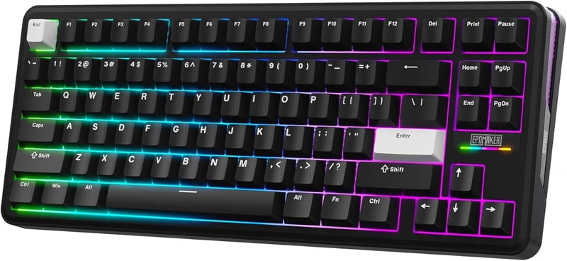 EPOMAKER TH85 QMK/VIA Wireless Gaming Keyboard, BT5.0/2.4GHz/USB-C, Hot Swappable Pre-lubed Custom Creamy Jade Linear Switches, Gasket Creamy Keyboard for PC/Mac/Office/Gaming (Black) - Image 1