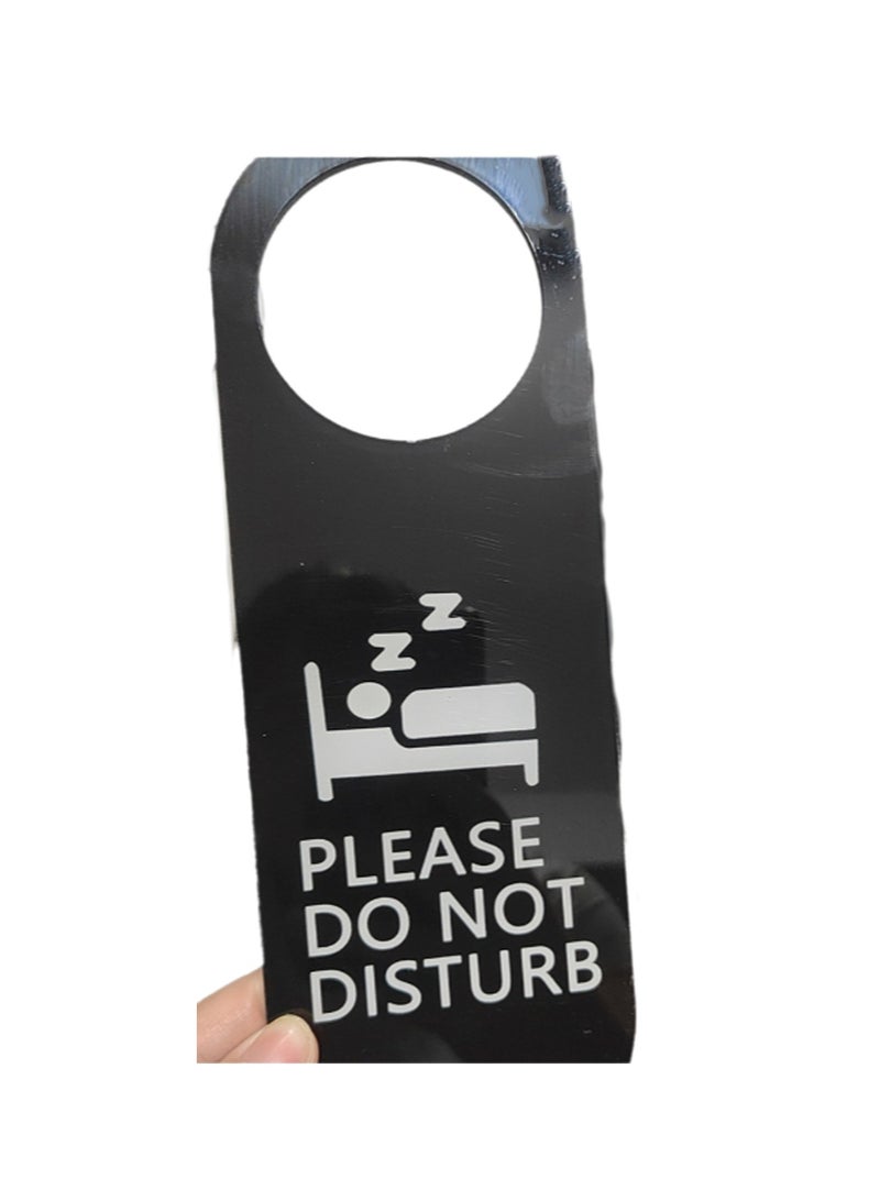 لافتة باب سوداء معلقة، لافتة عدم الإزعاج، لافتة باب الخصوصية، لافتة الرجاء الطرق، مناسبة للمنزل والمكتب والحمام والاجتماعات والمستشفى - Image 1