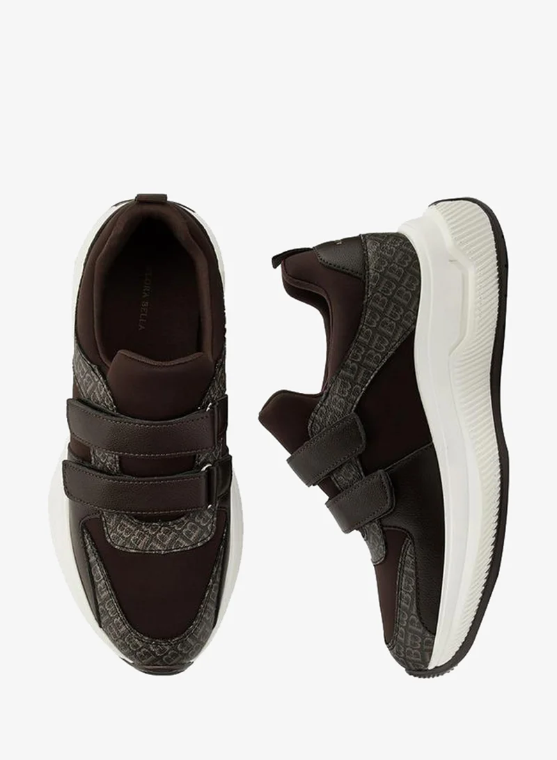 Flora Bella By Shoexpress Flora Bella Monogram Print Sneakers With Hook And Loop Closure