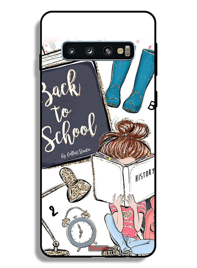 Tolwak Samsung Galaxy S10 Plus Protective Case Cover Back To School Girl Reading History - Image 2
