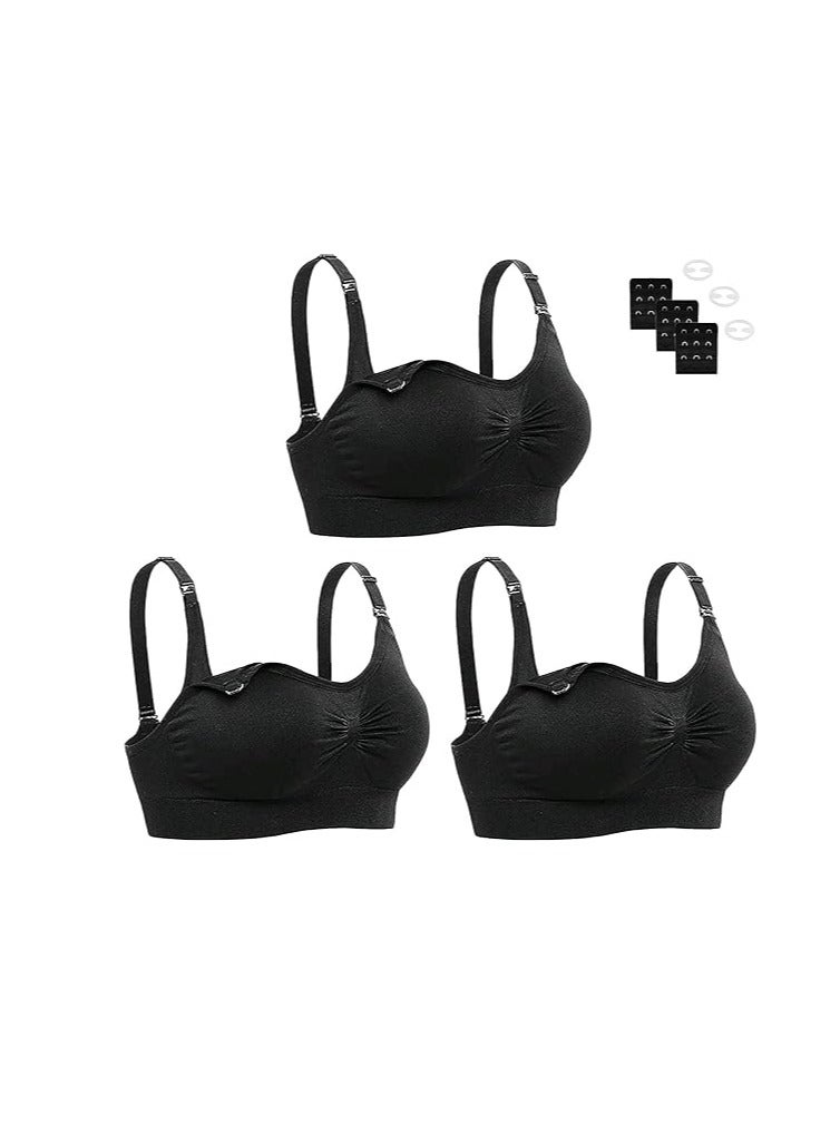 3 Pack Women’s Nursing Bra, Seamless Maternity Bra,Bras with Removable Spill Prevention Bra Pads - Image 1