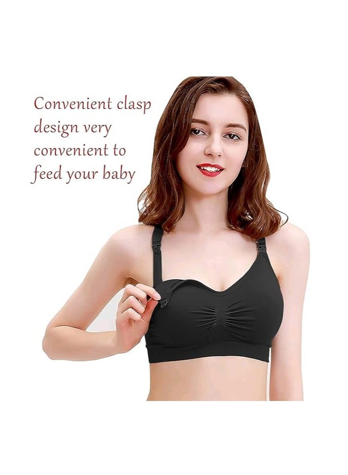 3 Pack Women’s Nursing Bra, Seamless Maternity Bra,Bras with Removable Spill Prevention Bra Pads - Image 2