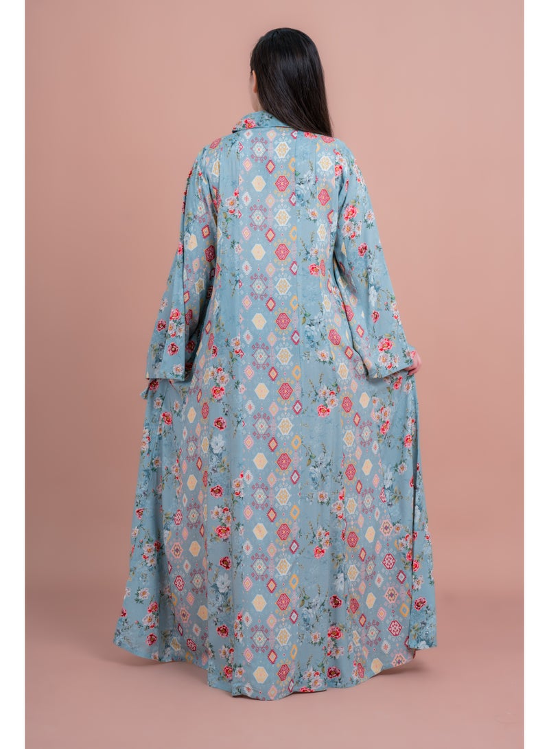 اكسا جلابية أنيقة بأكمام طويلة للمناسبات الرسمية لون أزرق - Image 5