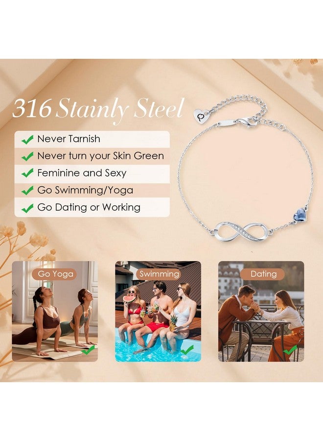 CDE Infinity Heart Initial Bracelets For Women Adjustable Dainty Letter Charm Alphabet Jewelry Birthday Christmas Day Gifts For Women Girlfriend Friend Her Mom Wife (Initial Q) - Image 4