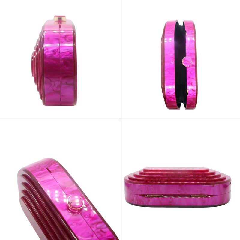 GSYPS Acrylic Clutch Purse Marbled Evening Handags Elegant Shoulder Bag for Wedding Cocktail Party Prom Fuchsia - Image 4