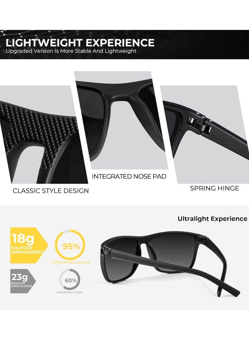 Pack of 2 Polarized Sport Sunglasses Unisex, Carbon Texture Frame, UV400 Driving, Ice Blue & Black - Image 5