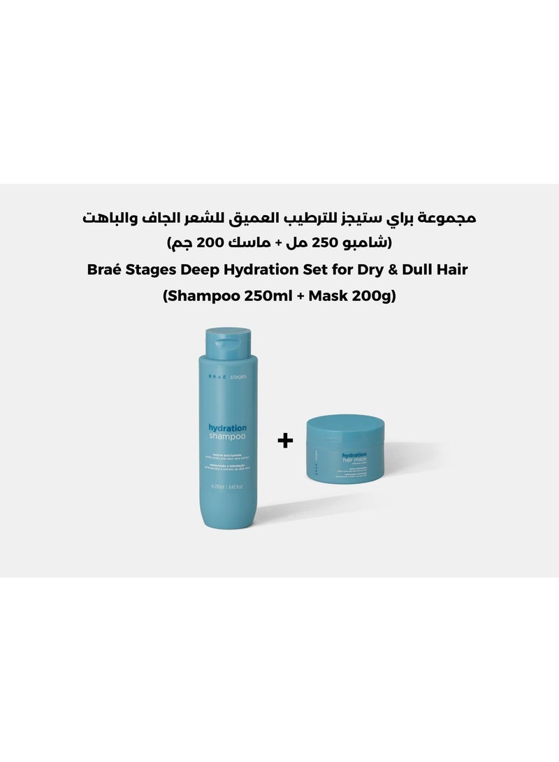 Brae Braé Stages Deep Hydration Set for Dry & Dull Hair (Shampoo 250ml + Mask 200g) - Image 1