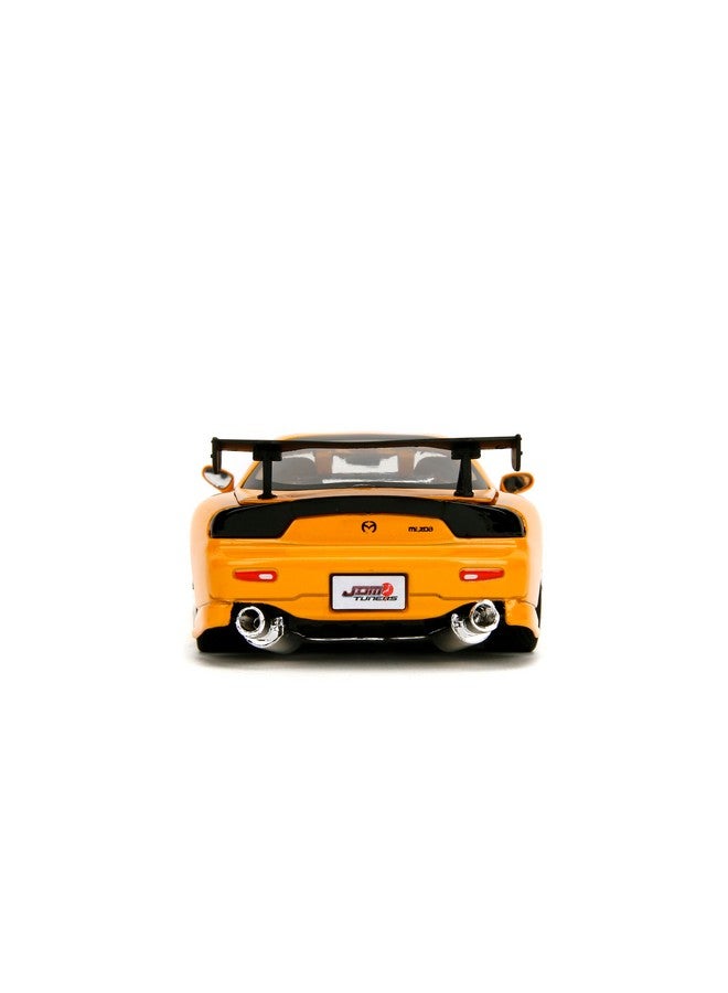 Jada Toys لعبة جادا تويز JDM تونرز 1:24 مقياس مصبوب 1993 مازدا RX-7 (FD) HKS، أبواب قابلة للفتح، داخلية مفصلة، إطارات مطاطية، قابلة للجمع للأعمار 8 وما فوق (أصفر برتقالي) - Image 4