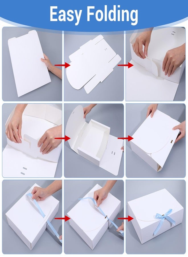 Xaajooio 20 Pcs Gift Boxes with Lids, 10.6 X 7.8 X 3.5 Inch White Paper Bridesmaid Proposal Boxes with Ribbon for Wedding, Birthday, Christmas, Party and Packaging - Image 3