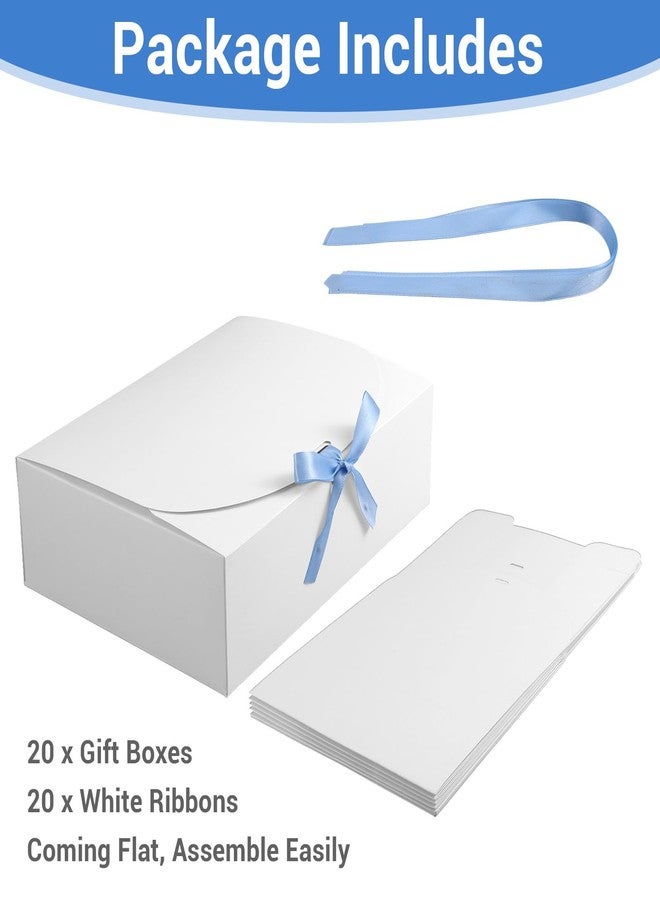 Xaajooio 20 Pcs Gift Boxes with Lids, 10.6 X 7.8 X 3.5 Inch White Paper Bridesmaid Proposal Boxes with Ribbon for Wedding, Birthday, Christmas, Party and Packaging - Image 4