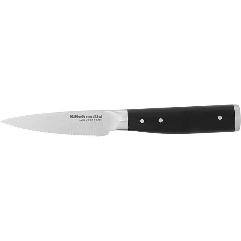 KitchenAid KitchenAid Gourmet Forged Triple Rivet Serrated Paring Knife with Custom-Fit Blade Cover, 3.5-inch, Sharp Kitchen Knife, High-Carbon Japanese Stainless Steel Blade, Black  - Image 4