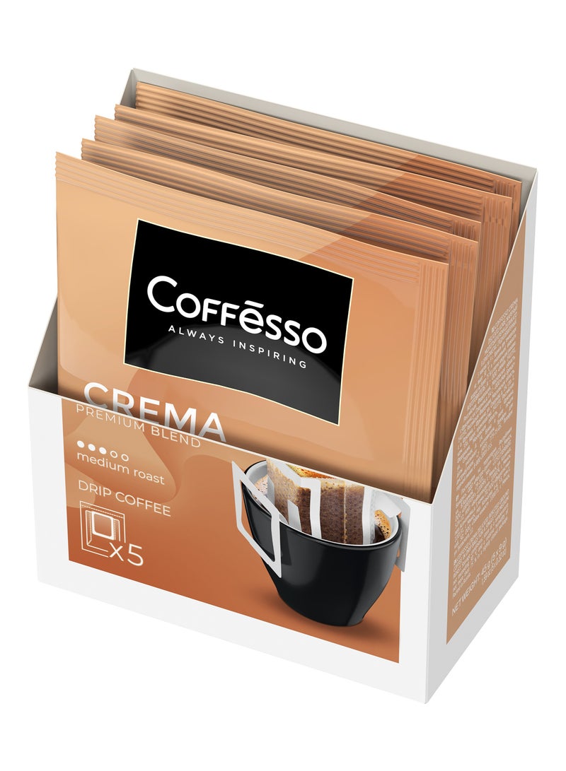 COFFeSSO Crema Delicato 100% Premium Arabica and Robusta Ground Coffee 5 Sachets Drip Bags 45 g  - Image 3