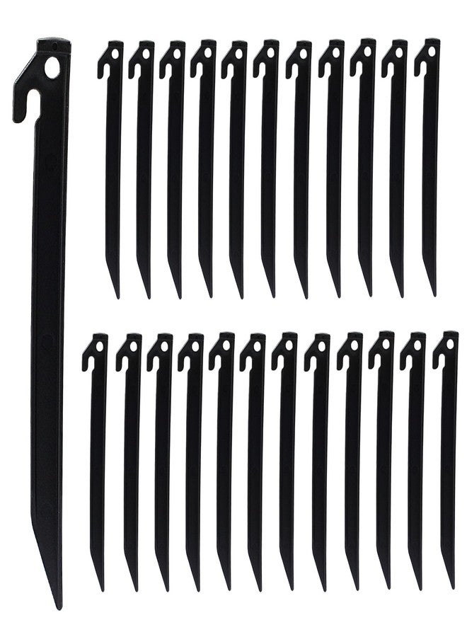 Moicstiy 24 Pcs Plastic Tent Pegs, 8.8 Inch Beach Tent Stakes for Camping, Beach and Garden Decoration, Essential Outdoor Fixation Accessory (Black) - Image 1