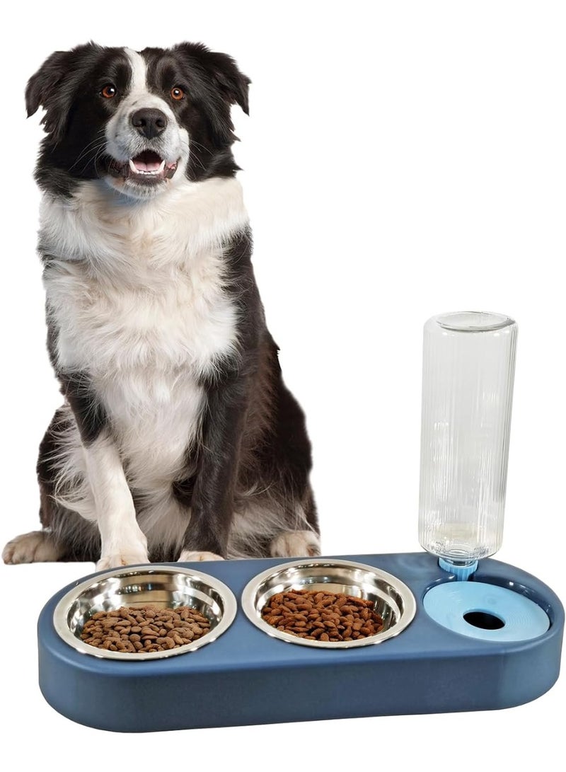 أن ان سي بيتس وحدة تغذية أوتوماتيكية للحيوانات الأليفة وموزع مياه، وعاء تغذية 2 في 1 للقطط والكلاب الصغيرة والمتوسطة الحجم، محطة تغذية متينة مع أوعية من الفولاذ المقاوم للصدأ، وزجاجة مياه، وتصميم غير قابل للانزلاق 40 سم (أزرق) - Image 1