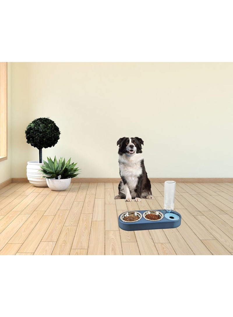 أن ان سي بيتس وحدة تغذية أوتوماتيكية للحيوانات الأليفة وموزع مياه، وعاء تغذية 2 في 1 للقطط والكلاب الصغيرة والمتوسطة الحجم، محطة تغذية متينة مع أوعية من الفولاذ المقاوم للصدأ، وزجاجة مياه، وتصميم غير قابل للانزلاق 40 سم (أزرق) - Image 3