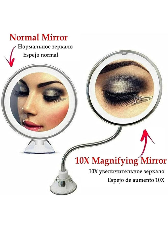 erorex Makeup Mirror With Suction Cup 360 Degree Swivel Flexible Gooseneck 10X Magnifying Mirror With Led Light Vanity Mirror Perfect For Makeup Contact Lenses Cosmetics Or Shaving For Bedroom 1 Pack - Image 4