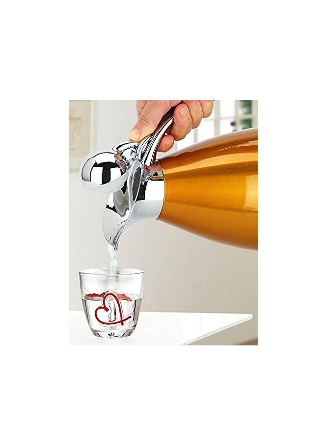 ترمس 2 لتر-ستانلس ستيل, أصفر حافظ للحراره - Image 2