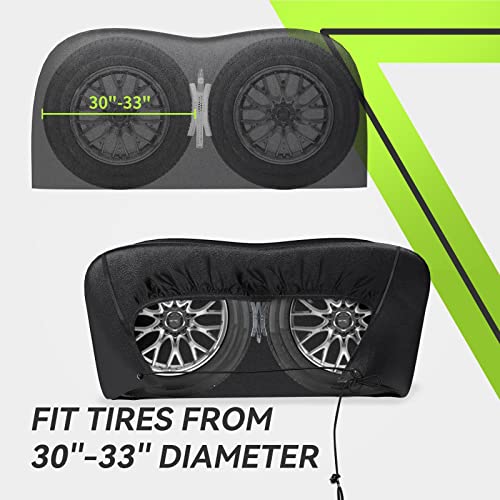 RVMATE RV Tire Covers, Dual Axle Wheel Cover (2 Pack) Fits 30"-33" Diameter Tires, Waterproof Anti-UV Black Dual Tire Covers RV Accessories for RV/Truck/Trailer - Image 3