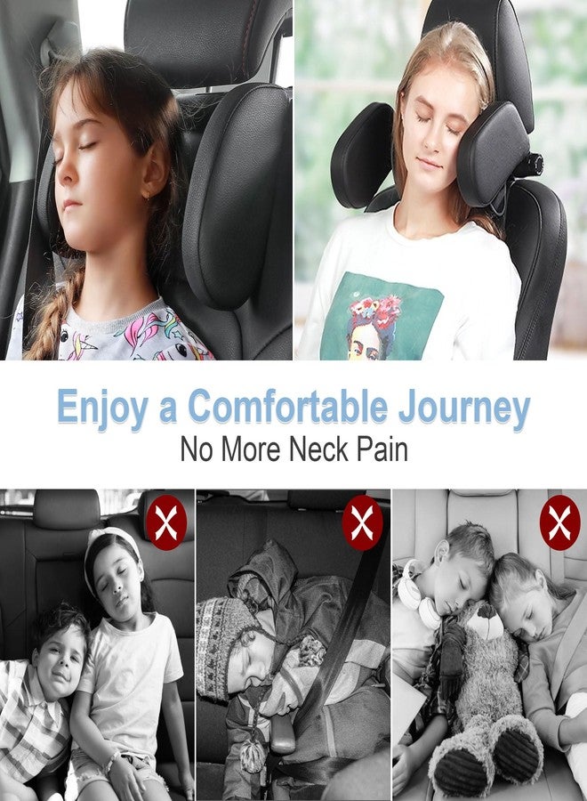 C COMCROSFLY Car Headrest Pillow, Adjustable Head Rest Pillow for Car Seat, Head Neck Support for Kids Adults Travel Sleeping, Fit for Headrest with Poles (Black) - Image 2