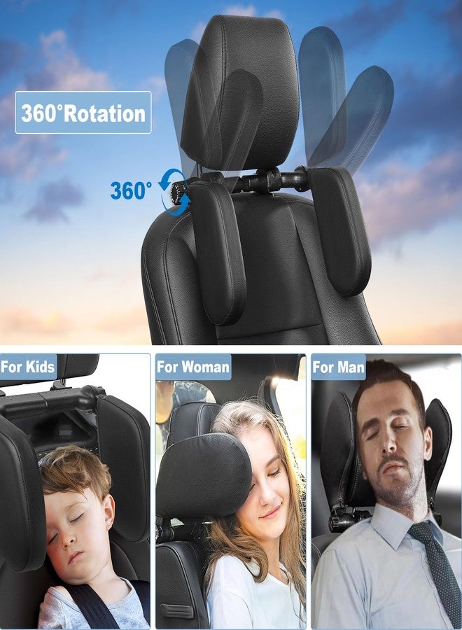 C COMCROSFLY Car Headrest Pillow, Adjustable Head Rest Pillow for Car Seat, Head Neck Support for Kids Adults Travel Sleeping, Fit for Headrest with Poles (Black) - Image 4