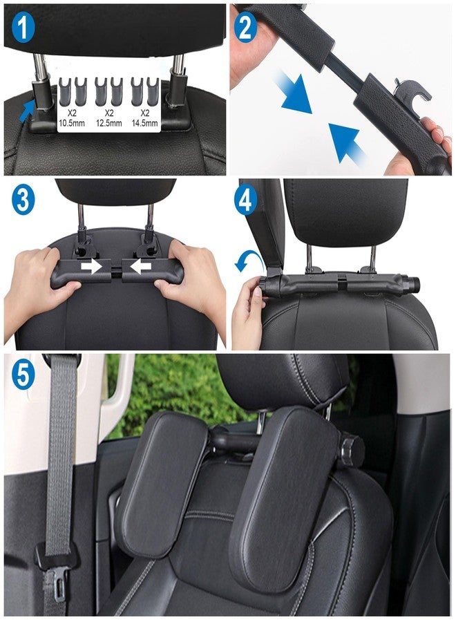 C COMCROSFLY Car Headrest Pillow, Adjustable Head Rest Pillow for Car Seat, Head Neck Support for Kids Adults Travel Sleeping, Fit for Headrest with Poles (Black) - Image 5