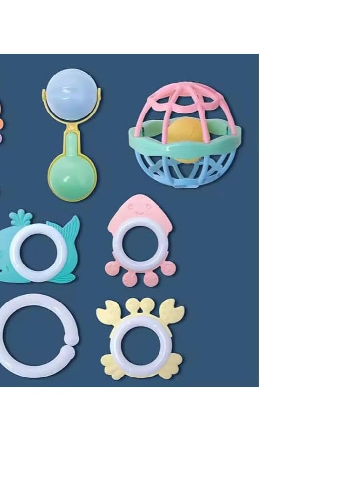 Shakhalila Newborn Soft Teether Set, Baby Hand Toy, Baby Rattle Ring, 4 Pieces - Multi-Shape