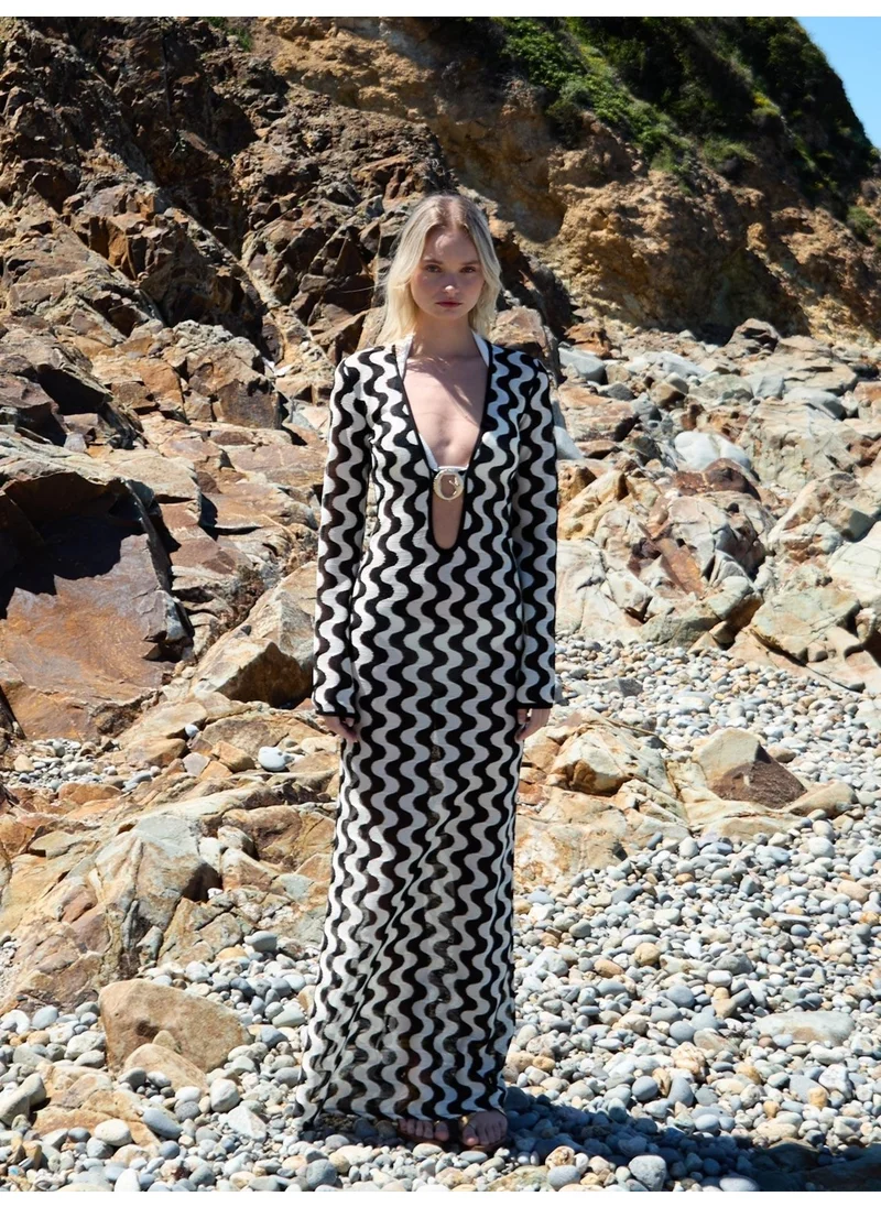 Juste Patterned Pareo Dress Black and White