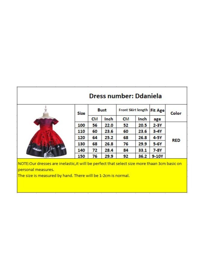 D'Daniela Halloween Print Off-Shoulder Dress - Red - Image 5