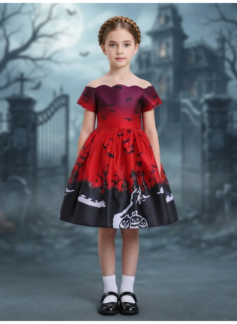 D'daniela Halloween Print Off-Shoulder Dress - Red