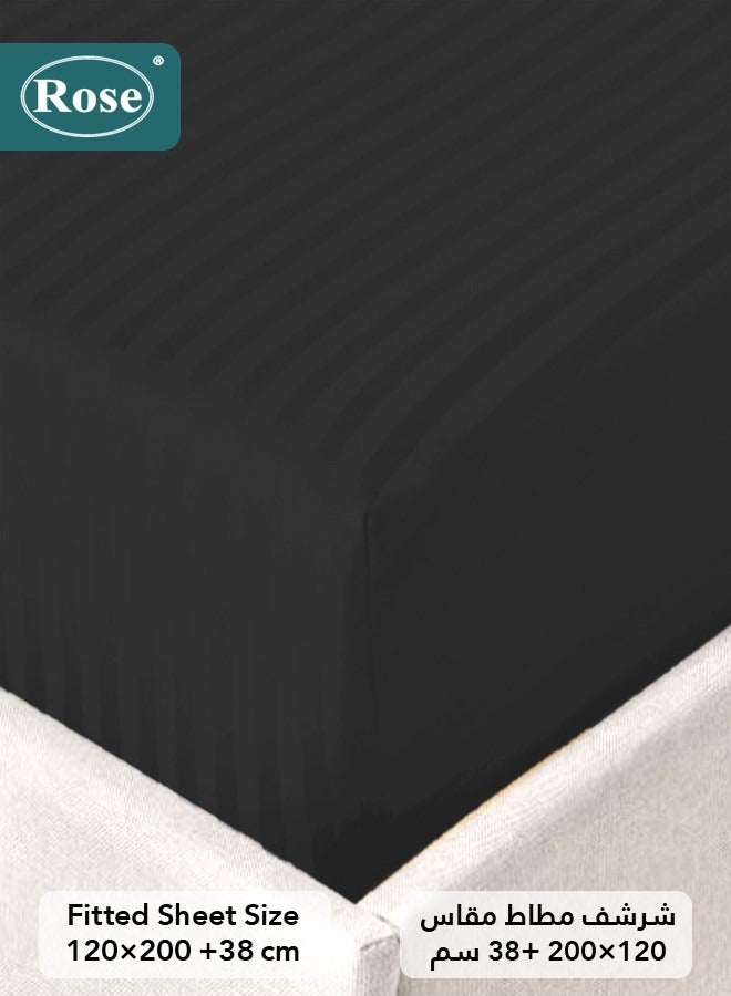 Rose Hotel Stripe Comforter Set, Premium Microfiber, 4 pieces, Fits 120x200 cm Single Size Bed, Soft Lightweight, Extra Twin Size Comforter, Black - Image 4