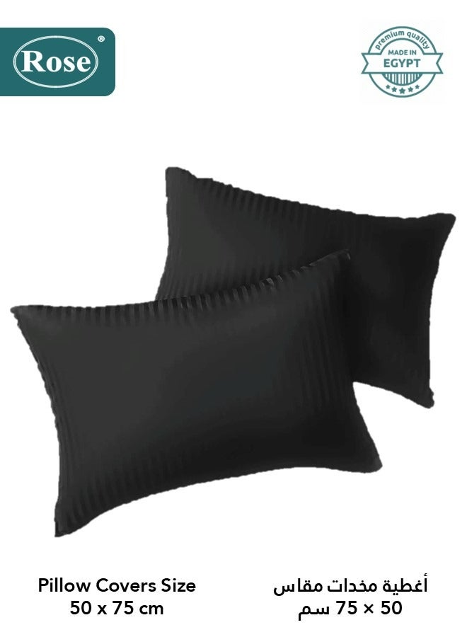 Rose Hotel Stripe Comforter Set, Premium Microfiber, 4 pieces, Fits 120x200 cm Single Size Bed, Soft Lightweight, Extra Twin Size Comforter, Black - Image 5