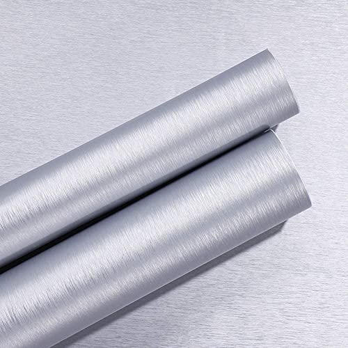 SUNBIRD ورق حائط فضي ثلاجة SUNBIRD معدني من الفولاذ المقاوم للصدأ 20 × 68 بوصة ملصق مقاوم للزيت للمطبخ مقاوم للماء قابل للتقشير واللصق ذاتي اللصق بطانات الأدراج والرفوف ورق حائط قابل للإزالة - Image 5