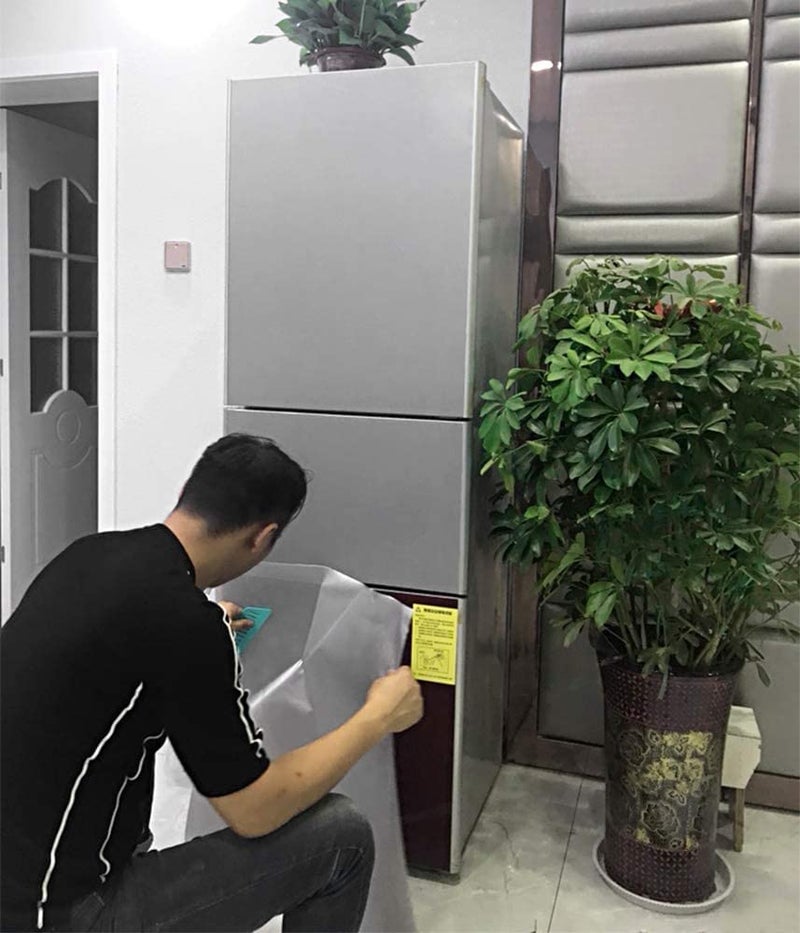 SUNBIRD ورق حائط فضي ثلاجة SUNBIRD معدني من الفولاذ المقاوم للصدأ 20 × 68 بوصة ملصق مقاوم للزيت للمطبخ مقاوم للماء قابل للتقشير واللصق ذاتي اللصق بطانات الأدراج والرفوف ورق حائط قابل للإزالة - Image 3