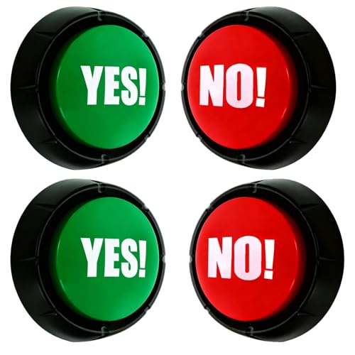 Cididu Set of 4 Yes No Button with Sound Game Answer Button for Trivia Games Answer Buzzers for Game Show Funny Talking Buttons Gathering Pet Training Different Yes No Saying - Image 1