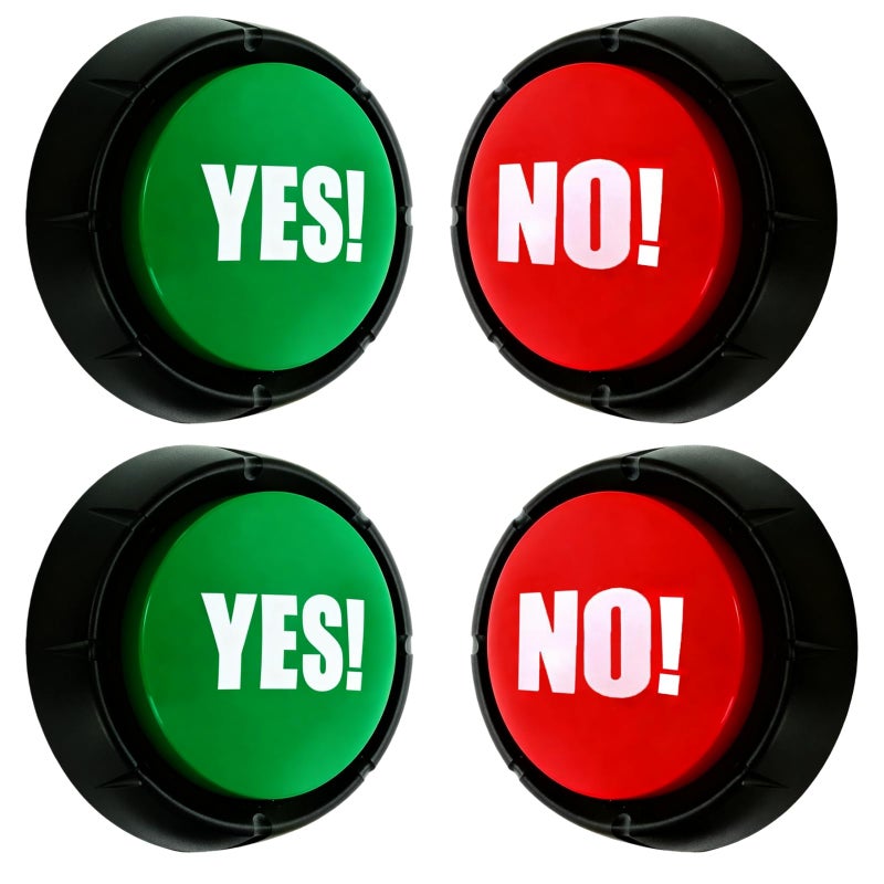 Cididu Set of 4 Yes No Button with Sound Game Answer Button for Trivia Games Answer Buzzers for Game Show Funny Talking Buttons Gathering Pet Training Different Yes No Saying - Image 3